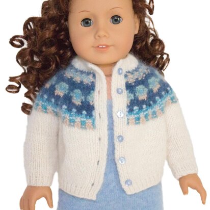 Bohus Cardigan for 18 inch Dolls, Knitting Pattern, Doll Clothes Pattern