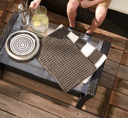 Knit Placemat in Bernat Maker Outdoor Stripes - Downloadable PDF