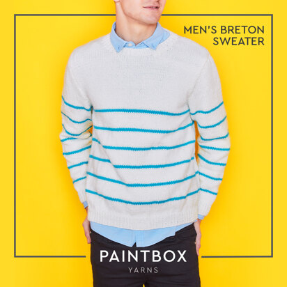 "Breton Mens Sweater" - Free Sweater Knitting Pattern in Paintbox Yarns Simply Aran - knitting pattern