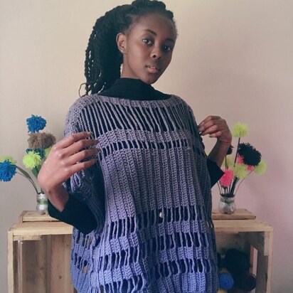 Distressed poncho sweater pattern