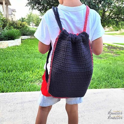 Easy Tunisian Drawstring Backpack