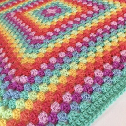 Happy Rainbow Granny Square Blanket