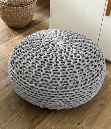 Super Chunky Grey T-Shirt Yarn Pouf