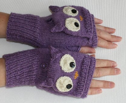 Twit twoo: Owl flip top mitts