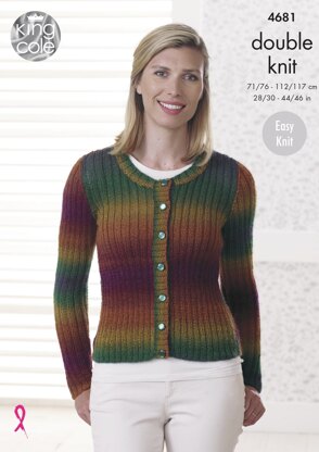 Ribbed Cardigan & Sweater in King Cole Riot DK - 4681 - Downloadable PDF