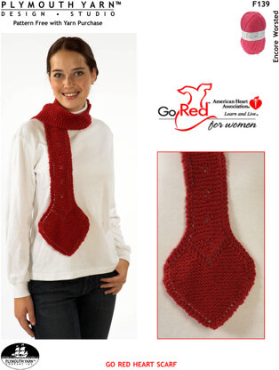 Go Red Heart Scarf in Plymouth Encore Worsted - F139