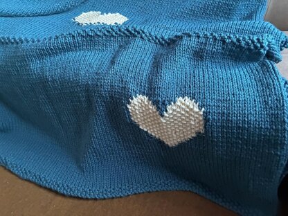 Moss Stitch Hearts Blanket