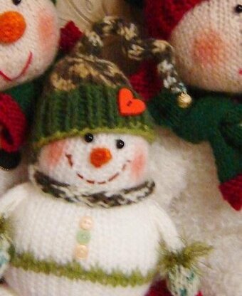 Toy knaitting patterns Christmas- Knit Mom and dad are snowmens with a baby