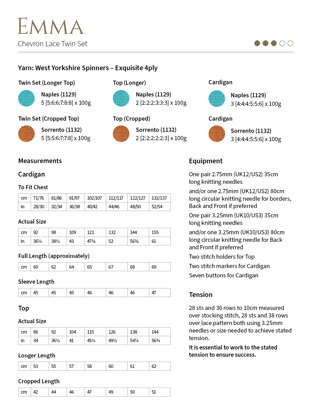 Emma Chevron Lace Twin Set  in West Yorkshire Spinners Exquisite 4ply - DBP0275 - Downloadable PDF