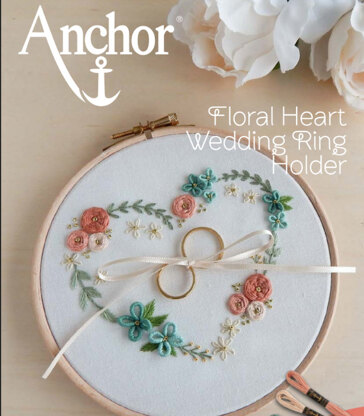 Anchor Floral Heart Wedding Ring Holder - ANC0003-15 - Downloadable PDF