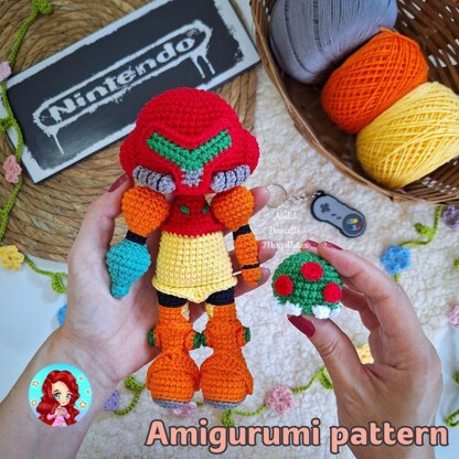 Samus Aran & Mini Metroid Amigurumi Crochet Pattern – PDF (US Terms)