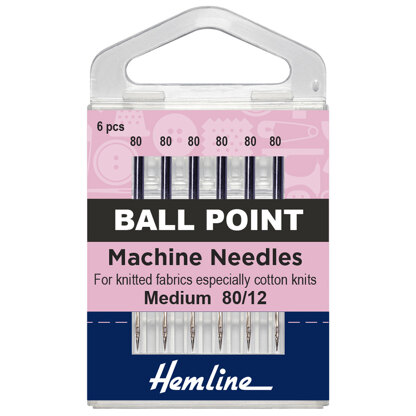 Hemline Sewing Machine Needles - Ball Point - Medium 80/12 - 5 Pieces