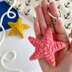 Starfish crochet keychain pattern Amigurumi keyring ocean animal toy Bag charm Car mirror hanging decor