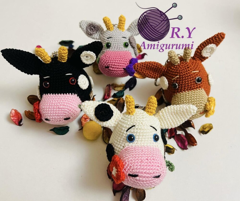 Amigurumi cow keychain Crochet pattern by Reham Youssef LoveCrafts