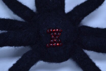 Felted Black Widow Spider with Beaded Hourglass