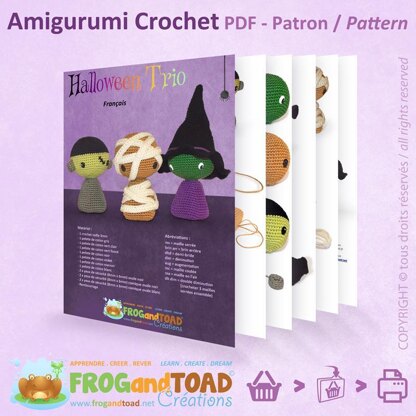 Halloween Witch Mummy Frankenstein Monster Amigurumi Crochet - FROGandTOAD Créations