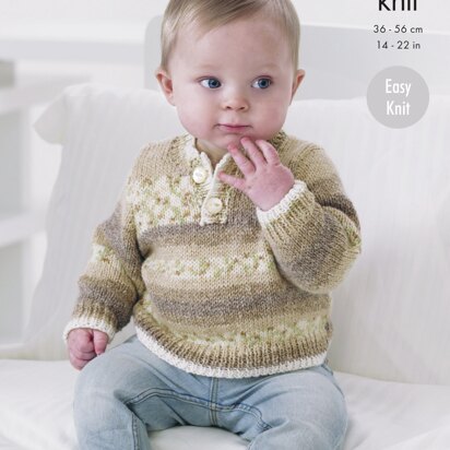 Sweaters, Slipovers & Hat in King Cole Drifter For Baby DK - 4488 - Downloadable PDF