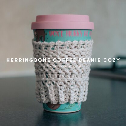 Herringbone Coffee Beanie Cozy