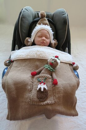 Christmas Pudding Baby Car Seat Blanket & Toy