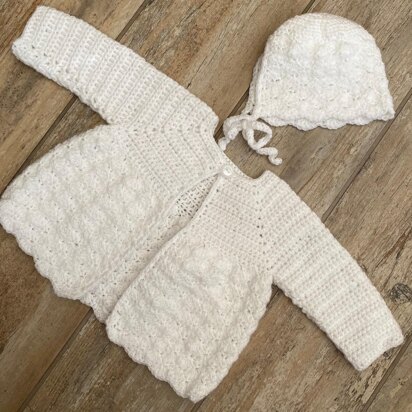 Shell Baby Cardigan and Bonnet