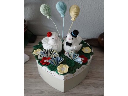 Häkelanleitung Hochzeitsgeschenk Taubenpärchen.