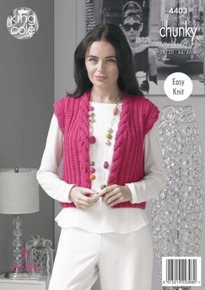 Waistcoat & Cardigan in King Cole Glitz Chunky - 4403 - Downloadable PDF