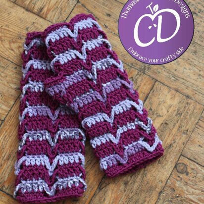 Striped Ladies Fingerless Mitts