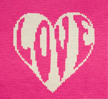 Heart with Love text Knitting Chart