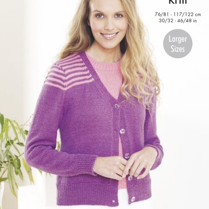 Cardigan & Top Knitted in King Cole Finesse Cotton Silk DK - 5628 - Downloadable PDF