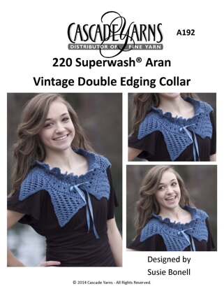 Vintage Double Edging Collar in Cascade Yarns 220 Superwash® Aran - A192 - Downloadable PDF