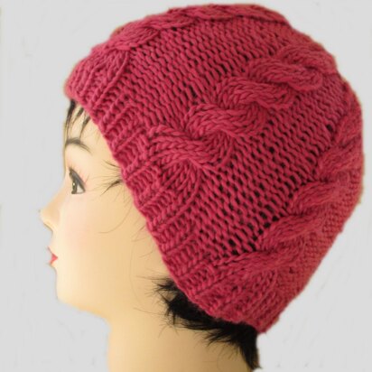 Raspberry Cabled Beanie