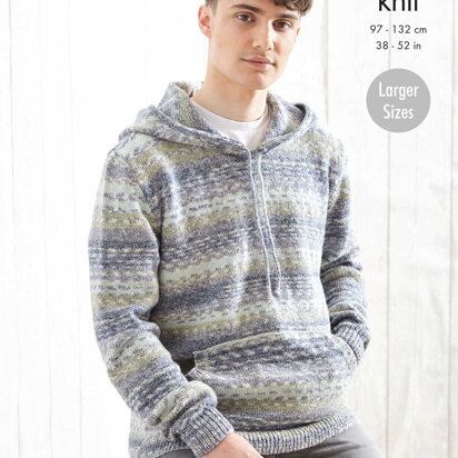 Hoodie and Cardigan Knitted in King Cole Drifter DK - 5808 - Downloadable PDF