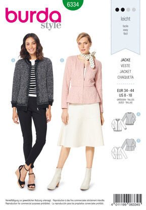 Burda Style Misses' Peplum Jacket B6334 - Paper Pattern, Size 8-18