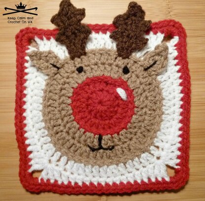 Rudolph the Reindeer Afghan Square