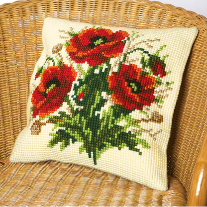 Vervaco Bunch of Poppies Cushion Front Chunky Cross Stitch Kit - 40cm x 40cm