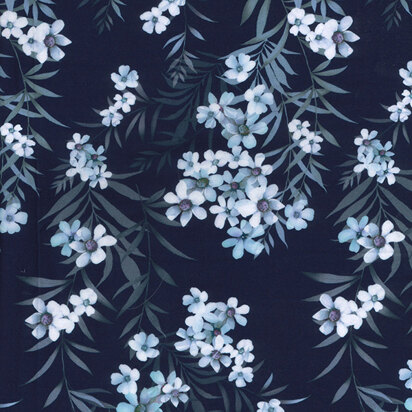 Oddies Textiles Digital Printed Cotton Lawn - Navy Floral 1