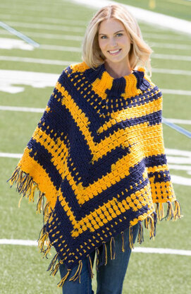 Sporty Crochet Poncho in Red Heart Team Spirit - LW4967 - Downloadable PDF