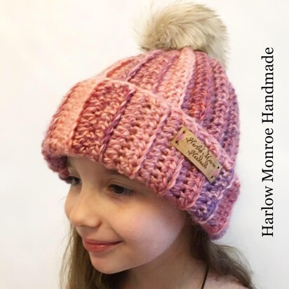 Easy Crochet Pattern-crochet Hatmeryl Beanie Hat Pattern-crochet Hat  Pattern Pdf-crochet Beanie Pom Pom toddler Child teen Adult Size 