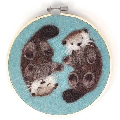 The Crafty Kit Company Otters in a Hoop Needle Felting Kit