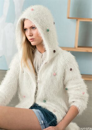 Hooded Cardigan in Bergere de France Plume - 42878