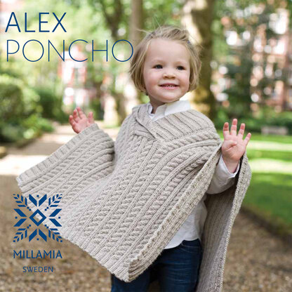 "Alex Poncho" - Poncho Knitting Pattern in MillaMia Naturally Soft Merino