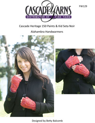 Alahambra Gloves in Cascade Heritage 150 Paints and Kid Seta Noir - FW129