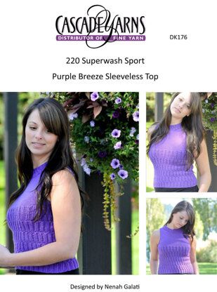Purple Breeze Sleeveless Top in Cascade 220 Superwash Sport - DK176