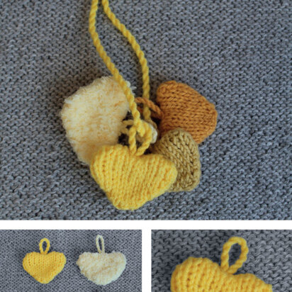 Little Yellow Hearts of Love in Sublime Extra Fine Merino DK & Sirdar Snuggly Snowflake DK