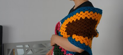 Granny square block shawl