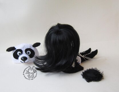 Doll Panda girl knitted flat