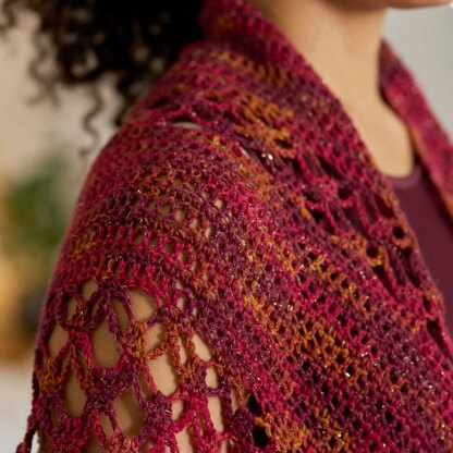 Florabelle Crochet Shawl in Signature Sparkle 4ply Mulled Wine by Anna Nikipirowicz
