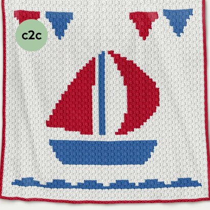 CROCHET C2C Baby Blanket - Boat