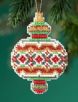 Mill Hill Beaded Holiday - Ruby Diamond Beaded Ornament - 2.5inx3.25in