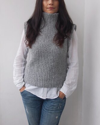 Knit look ribbed vest sweater